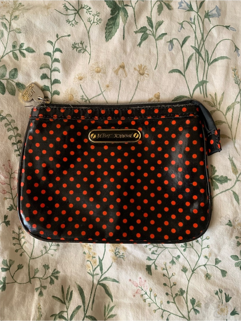 Betsey Johnson Black & Red Polka Dot pouch